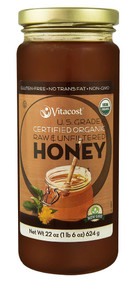 Vitaco Certified Organic Raw & Unfiltered Honey U.S. Grade A - Non GMO - 22 oz (1 lb 6 oz) 624 g