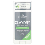 <img alt="Zion Health, Men, ClayDry Deodorant, Sandalwood, 2.8 oz (80 g)" title="Zion Health, Men, ClayDry Deodorant, Sandalwood, 2.8 oz (80 g),093141102382"