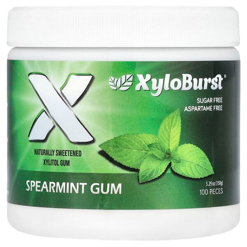 <img alt="Xyloburst, Xylitol Gum, Spearmint, 100 Pieces, 5.29 oz (150 g)" title="Xyloburst, Xylitol Gum, Spearmint, 100 Pieces, 5.29 oz (150 g),892327002009"