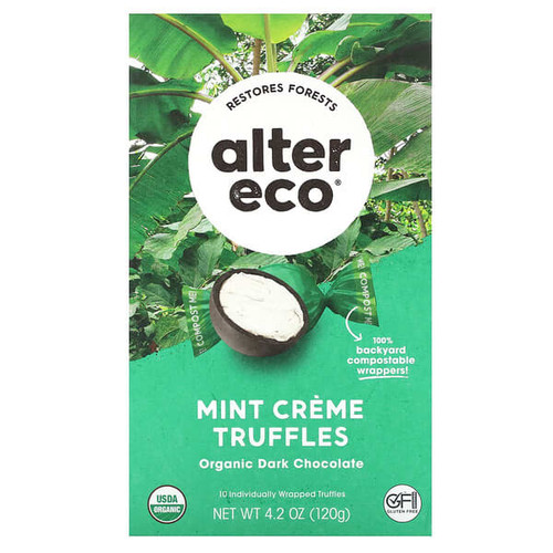 <img alt="Alter Eco, Organic Mint Creme Truffles, Dark Chocolate, 4.2 oz (120 g)" title="Alter Eco, Organic Mint Creme Truffles, Dark Chocolate, 4.2 oz (120 g),817670011003"