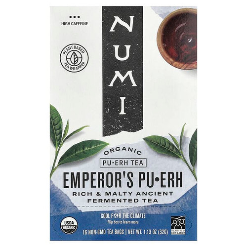 <img alt="Numi Tea, Organic Pu-Erh Tea, Emperors Pu-Erh, 16 Tea Bags, 1.13 oz (32 g)" title="Numi Tea, Organic Pu-Erh Tea, Emperors Pu-Erh, 16 Tea Bags, 1.13 oz (32 g),680692103502"