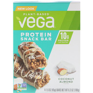 Vega, Protein Snack Bar, Coconut Almond, 4 Bars, 1.6 oz (45 g) Each