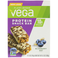 Vega, Protein Snack Bar, Blueberry Oat, 4 Bars, 1.6 oz (45 g) Each