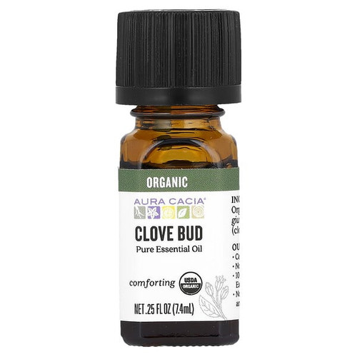 <img alt="Aura Cacia, Pure Essential Oil, Organic Clove Bud, 0.25 fl oz (7.4 ml)" title="Aura Cacia, Pure Essential Oil, Organic Clove Bud, 0.25 fl oz (7.4 ml),051381908096"