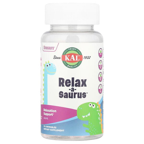 <img alt="KAL, Dinosaurs, Relax-a-Saurus, Grape, 30 Chewables" title="KAL, Dinosaurs, Relax-a-Saurus, Grape, 30 Chewables,021245602217"