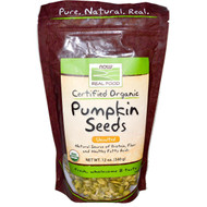 3 PACK of NOW Real Food Organic Raw Pumpkin Seeds Unsalted -- 12 oz