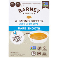 Barney Butter, Almond Butter, Grab & Go Dip Cups, Bare Smooth, 6 Single-Serve Dip Cups, 1 oz (28 g) Each