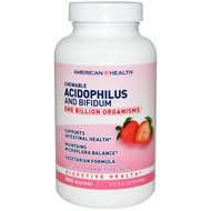 American Health, Chewable Acidophilus and Bifidum, Natural Strawberry Flavor, 100 Wafers