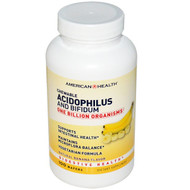 American Health, Chewable Acidophilus and Bifidum, Natural Banana Flavor, 100 Wafers