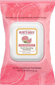 3 PACK of Burts Bees Facial Cleansing Towelettes for Normal to Oily Skin Pink Grapefruit -- 30 Towelettes