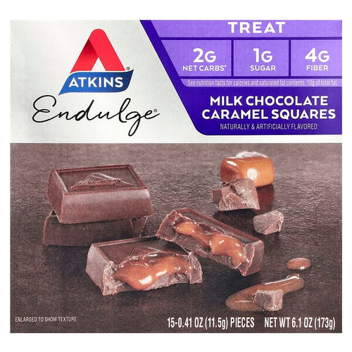 <img alt="Atkins, Endulge, Milk Chocolate Caramel Squares, 15 Pieces, 0.41 oz (11.5 g) Each" title="Atkins, Endulge, Milk Chocolate Caramel Squares, 15 Pieces, 0.41 oz (11.5 g) Each,637480070515"
