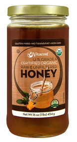 Vitaco, Certified Organic Raw & Unfiltered Honey U.S. Grade A - Non GMO - 16 oz (454 g)