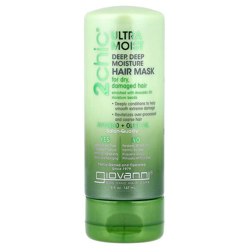 <img alt="Giovanni, 2chic, Ultra-Moist Deep Deep Moisture Hair Mask, For Dry, Damaged Hair, Avocado + Olive Oil, 5 fl oz (147 ml)" title="Giovanni, 2chic, Ultra-Moist Deep Deep Moisture Hair Mask, For Dry, Damaged Hair, Avocado + Olive Oil, 5 fl oz (147 ml),716237184023"