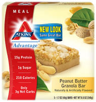 3 PACK of Atkins Peanut Butter granola bar meal Peanut Butter -- 5 Bars