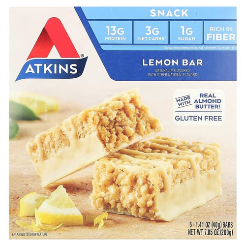 <img alt="Atkins, Snack, Lemon Bar, 5 Bars, 1.41 oz (40 g) Each" title="Atkins, Snack, Lemon Bar, 5 Bars, 1.41 oz (40 g) Each,637480031554"
