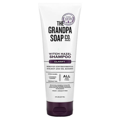 <img alt="The Grandpa Soap Co., Witch Hazel Shampoo, Clarify, All Hair Types, 8 fl oz (237 ml)" title="The Grandpa Soap Co., Witch Hazel Shampoo, Clarify, All Hair Types, 8 fl oz (237 ml),010486008506"
