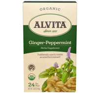 Alvita Teas, Ginger-Peppermint, Organic, Caffeine Free, 24 Tea Bag, 1.69 oz (48 g)