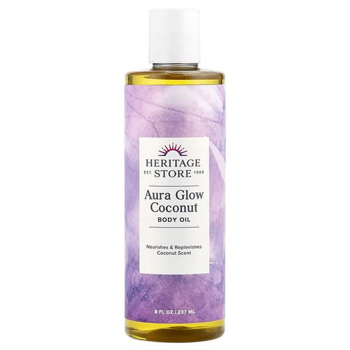 <img alt="Heritage Store, Aura Glow Coconut, Body Oil , 8 fl oz (237 ml)" title="Heritage Store, Aura Glow Coconut, Body Oil , 8 fl oz (237 ml),076970110346"