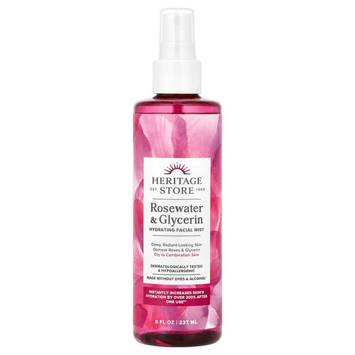 <img alt="Heritage Store, Rosewater & Glycerin, Hydrating Facial Mist, 8 fl oz (237 ml)" title="Heritage Store, Rosewater & Glycerin, Hydrating Facial Mist, 8 fl oz (237 ml),076970200818"