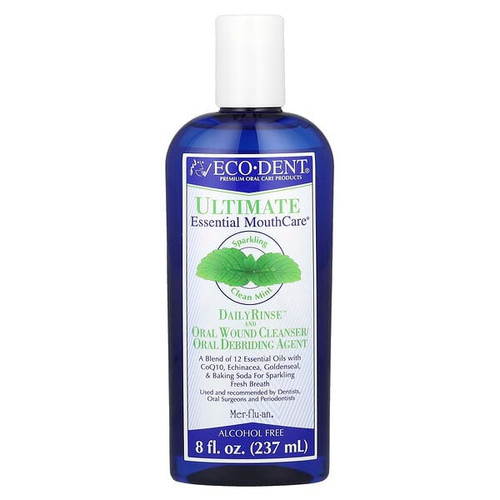 <img alt="Eco-Dent, Ultimate Essential MouthCare, DailyRinse & Oral Wound Cleanser-Debriding Agent, Alcohol Free, Sparkling Clean Mint, 8 fl oz (237 ml)" title="Eco-Dent, Ultimate Essential MouthCare, DailyRinse & Oral Wound Cleanser-Debriding Agent, Alcohol Free, Sparkling Clean Mint, 8 fl oz (237 ml),00037541"