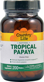 3 PACK of Country Life Natural Tropical Papaya Gluten Free -- 200 Chewable Wafers