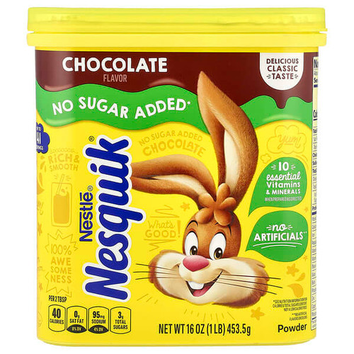 <img alt="Nesquik, Nestle Powder, Chocolate, No Sugar Added, 16 oz (453.5 g)" title="Nesquik, Nestle Powder, Chocolate, No Sugar Added, 16 oz (453.5 g),028000813208"