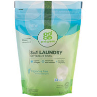 3 PACK of Grab Green, 3-in-1 Laundry Detergent Pods, Fragrance Free, 24 Loads, 15.2 oz (432 g)