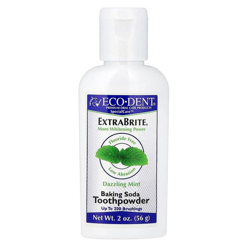 <img alt="Eco-Dent, ExtraBrite, Baking Soda Tooth Powder, Fluoride Free, Dazzling Mint, 2 oz (56 g)" title="Eco-Dent, ExtraBrite, Baking Soda Tooth Powder, Fluoride Free, Dazzling Mint, 2 oz (56 g),00036146"