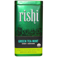 3 PACK of Rishi Tea Organic Loose Leaf Green Tea Mint -- 1.59 oz