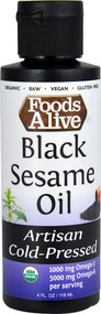 3 PACK of Foods Alive Organic Artisan Cold-Pressed Oil Black Sesame -- 4 fl oz