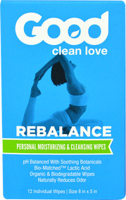 3 PACK of Good Clean Love Rebalance Personal Moisturizing & Cleansing Wipes -- 12 Individual Wipes