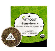 Vitaco Organic Berry Green Tea  Hibiscus Strawberry - 16 Sachets