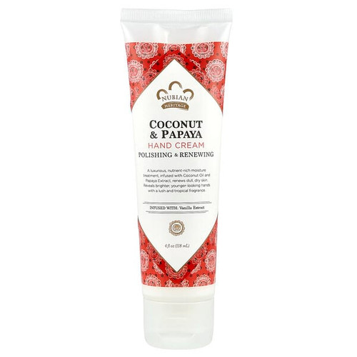 <img alt="Nubian Heritage, Hand Cream, Coconut & Papaya, 4 fl oz (118 ml)" title="Nubian Heritage, Hand Cream, Coconut & Papaya, 4 fl oz (118 ml),764302103431"