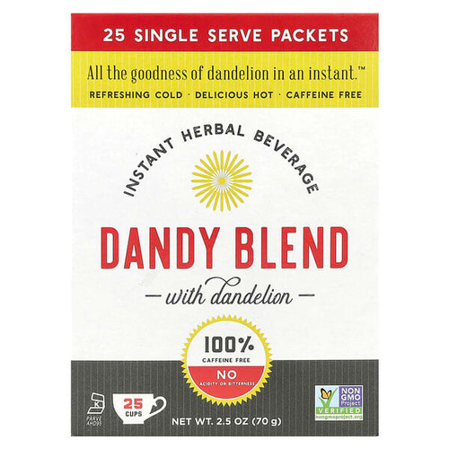 <img alt="Dandy Blend, Instant Herbal Beverage with Dandelion, Caffeine Free, 25 Single Serve Packets, 2.8 g Each" title="Dandy Blend, Instant Herbal Beverage with Dandelion, Caffeine Free, 25 Single Serve Packets, 2.8 g Each,618825150147"