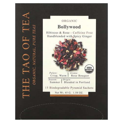 <img alt="The Tao of Tea, Hibiscus & Rose Tea, Organic Bollywood, Caffeine Free, 15 Pyramid Sachets, 1.58 oz (45 g)" title="The Tao of Tea, Hibiscus & Rose Tea, Organic Bollywood, Caffeine Free, 15 Pyramid Sachets, 1.58 oz (45 g),689951914712"