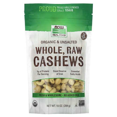 <img alt="NOW Foods, Organic Whole Raw Cashews, Unsalted, 10 oz (284 g)" title="NOW Foods, Organic Whole Raw Cashews, Unsalted, 10 oz (284 g),733739070661"