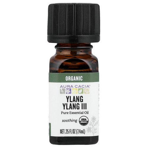 <img alt="Aura Cacia, Pure Essential Oil, Organic Ylang Ylang III, 0.25 fl oz (7.4 ml)" title="Aura Cacia, Pure Essential Oil, Organic Ylang Ylang III, 0.25 fl oz (7.4 ml),051381908072"
