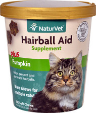 3 PACK of NaturVet Hairball Aid Supplement Plus Pumpkin Soft Chews for Cats -- 100 Soft Chews