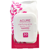 Acure Organics, Clarifying Acne Glycolic + Zinc Towelettes, 30 Towelettes