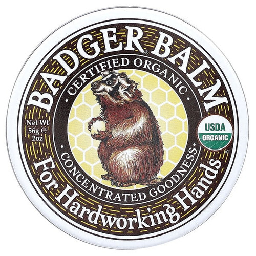 <img alt="Badger, Certified Organic Badger Balm for Hardworking Hands, 2 oz (56 g)" title="Badger, Certified Organic Badger Balm for Hardworking Hands, 2 oz (56 g),634084135718"