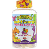 KAL, Dinosaurs, MultiSaurus Vitamins & Minerals, Berry, Grape & Orange, 90 Chewables