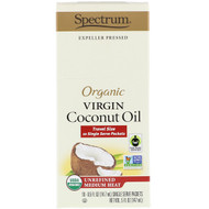 Spectrum Culinary, Organic Virgin Coconut Oil, Unrefined Medium Heat, 10 Single Serve Packets, 0.5 fl oz (14.7 ml) Each