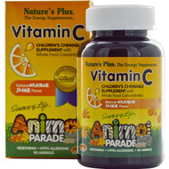Natures Plus, Source of Life, Animal Parade, Vitamin C, Childrens Chewable Supplement, Natural Orange Juice Flavor, 90 Animal-Shaped Tablets