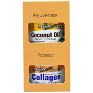 Mason Natural, Coconut Oil Beauty Cream + Collagen Beauty Cream, 2 Jars, 2 oz (57 g) Each