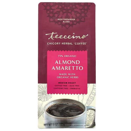 <img alt="Teeccino, Chicory Herbal Coffee, Almond Amaretto, Medium Roast, Caffeine Free, 11 oz (312 g)" title="Teeccino, Chicory Herbal Coffee, Almond Amaretto, Medium Roast, Caffeine Free, 11 oz (312 g),795239800308"