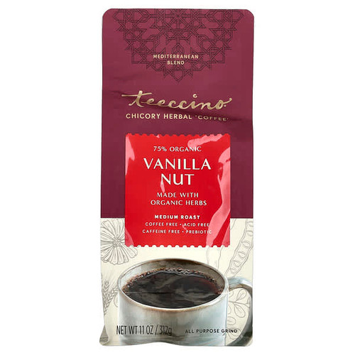 <img alt="Teeccino, Chicory Herbal Coffee, Vanilla Nut, Medium Roast, Caffeine Free, 11 oz (312 g)" title="Teeccino, Chicory Herbal Coffee, Vanilla Nut, Medium Roast, Caffeine Free, 11 oz (312 g),795239800100"