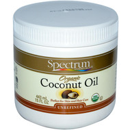 Spectrum Essentials, Organic Unrefined Coconut Oil, 15 fl oz (443 ml)