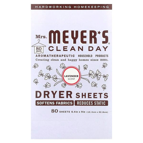 <img alt="Mrs. Meyers Clean Day, Dryer Sheets, Lavender, 80 Sheets" title="Mrs. Meyers Clean Day, Dryer Sheets, Lavender, 80 Sheets,808124141483"