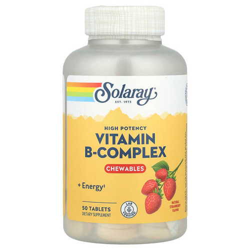 <img alt="Solaray, High Potency Vitamin B-Complex Chewables, Natural Strawberry, 50 Tablets" title="Solaray, High Potency Vitamin B-Complex Chewables, Natural Strawberry, 50 Tablets,076280042658"