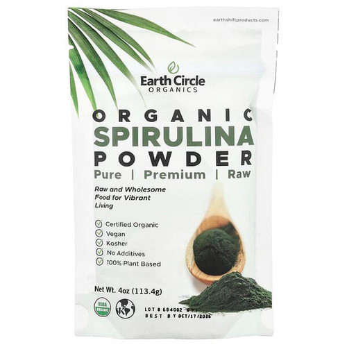 <img alt="Earth Circle Organics, Organic Spirulina Powder, 4 oz (113.4 g)" title="Earth Circle Organics, Organic Spirulina Powder, 4 oz (113.4 g),813313015049"